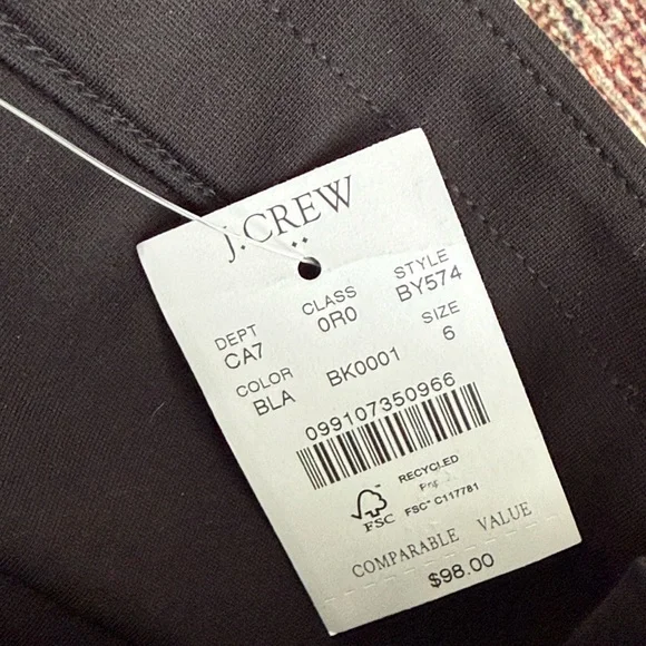 *NWT J Crew Factory black ponte cropped pull-on pants womens 6 - Picture 7 of 8
